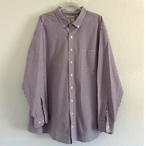 Oak‎ Hill Mens 2XLT Purple Gingham Plaid Button Down Shirt Wrinkle Free Cool Dry